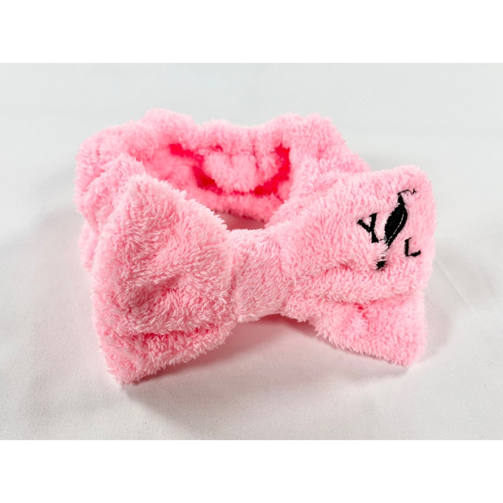New Young Living Pink Terry Cloth Spa Headband Beauty School Skincare Bow GRWM